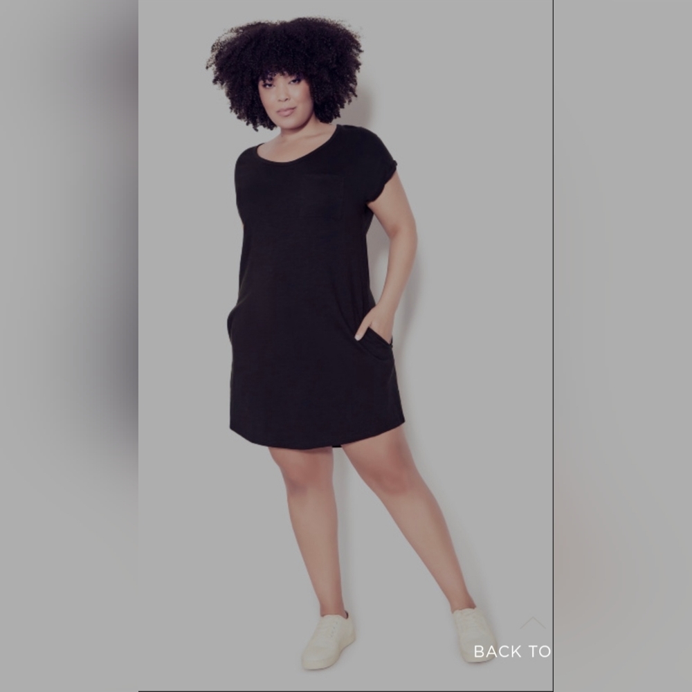 NWT Avenue Black Cotton Dress w/ pockets Sz 16 (fits like a 14)